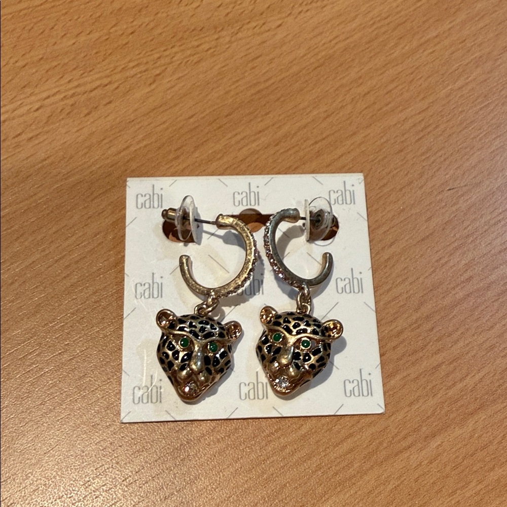 CAbi Jaguar Earrings with Black and Green Details